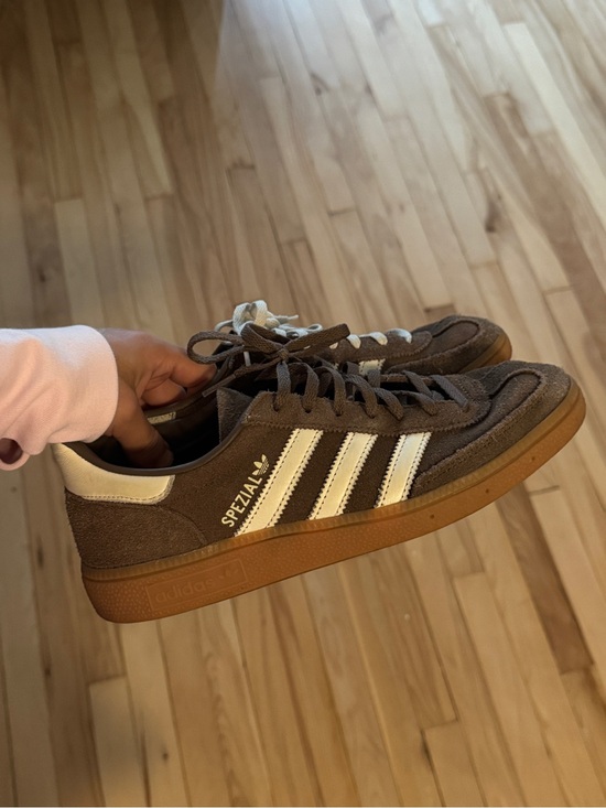 adidas Shoes - adidas Spezial Brown Suede Sneakers with White Stripes